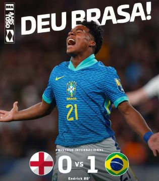 友谊赛-巴西1-0战胜英格兰 17岁恩德里克斩获处子球+失单刀沃克伤退