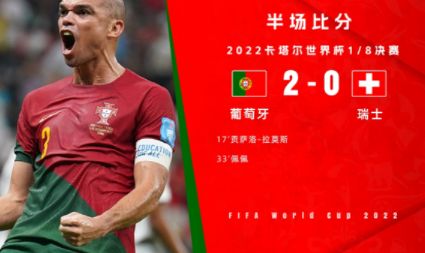半场-葡萄牙暂2-0瑞士 贡萨洛-拉莫斯破门39岁佩佩头球建功