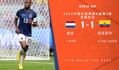 世界杯-荷兰1-1厄瓜多尔 加克波世界波恩纳-瓦伦西亚进球+伤退