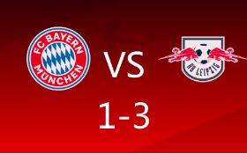 德甲-拜仁1-3莱比锡让出夺冠主动权，恩昆库点射