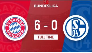 德甲-拜仁6-0狂胜沙尔克3连胜 格纳布里双响穆勒破门基米希点射